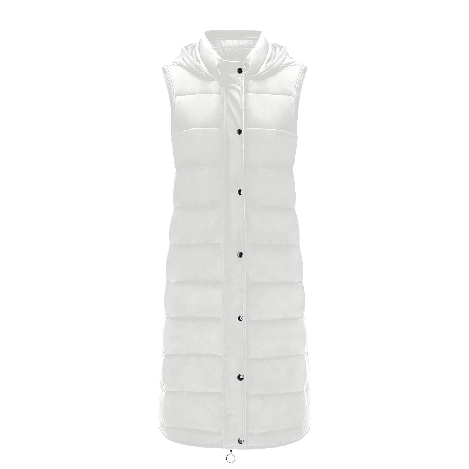 Chalecos acolchados con capucha para mujer, chaleco acolchado térmico con cremallera completa, para otoño e invierno, calentador de cuerpo al aire libre, longitud media, botones, sin mangas, chaleco