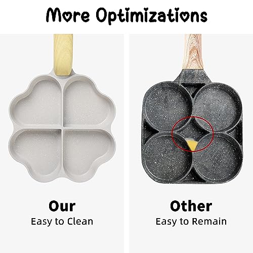 Caannasweis Egg Pan Omelette Pan, 4-Cup Nonstick Granite Omelette Skillet Breakfast Frying Pan Egg Cooker Suitable for Gas Stove & Induction Cookware, PFOA PFOS Free, Beige Heart Shaped by Caannasweis - Image 5