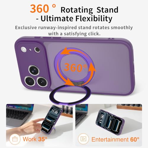 Image of Magnetic Case for iPhone 17 Pro Max With Magnetic Ring Stand, [Compatible with Magsafe] [Military Grade Drop Protection] Shockproof Phone Cover for iPhone 17 Pro Max Full Camera Protection 6.9 inch Purple
