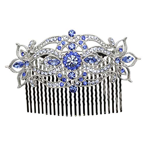 Peine floral grande azul elegante miniatura 1