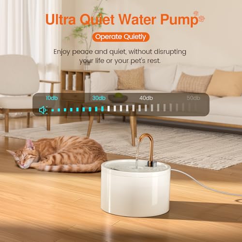 MISFANS Ceramic Cat Water Fountain – 71oz with Dual Filtration & Copper Spout — view 3