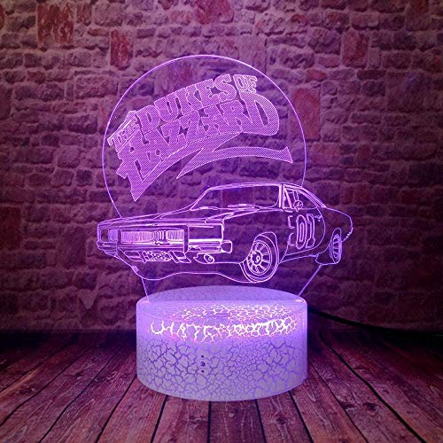 BTEVX Lampe Illusion 3D Led Veilleuse Les Ducs de Hazzard Modèle De Voiture Jouets Bureau Lamptop 7 Couleurs Changent Lumière Jouets pour Enfants D'anniversaire Ou De Vacances Cadeaux Cover