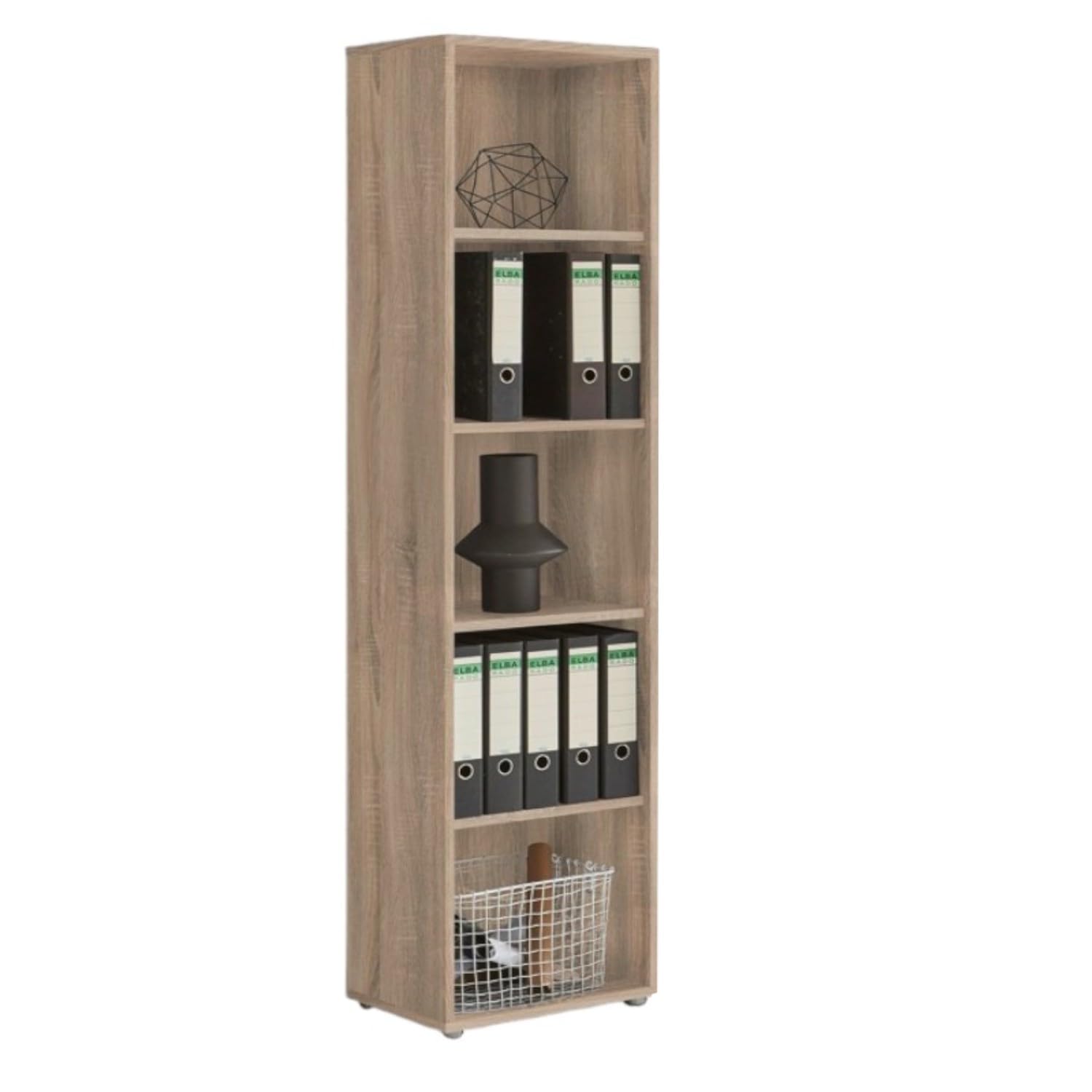 BMG Möbel Office Edition Set 22, armadietto da ufficio con serratura con manici in metallo, prodotto in Germania (rovere Sonoma/bianco lucido)