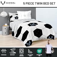 Messi Twin Comforter Set 5 Piece Kids Sports Bedding for Boys, White — image 4