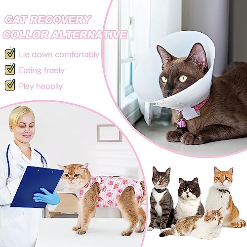 Image of Cat Surgery Recovery Suit - Post Spay /Neuter Bodysuit, Anti-Licking Wounds Alternative to Cat Cone, Pink Strawberry /M