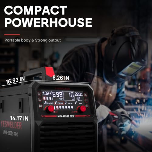 Image of YESWELDER 205A MIG Welder, 110V /220V Dual Voltage, 5 in 1 Gas MIG /Flux Core MIG /Spool Gun MIG /Lift TIG /Stick Multiprocess LED Digital Display Aluminum MIG Welding Machine MIG-205DS PRO