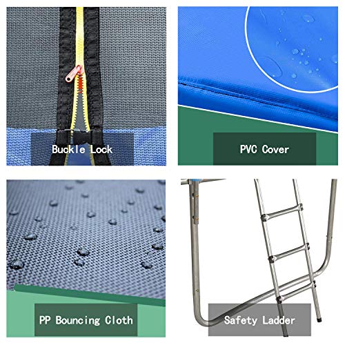 WASAKKY Trampoline for Kids and Adult - 12ft Kids Trampoline with Trampoline Accessories: Trampoline Ladder, Safety Trampoline Net, Spring Cover Padding