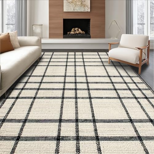 ODIKA Flatwoven High Traffic Area Rug 6x9, Rustic Charm Grid