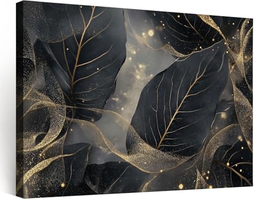 Toile marbre noir et or tableau moderne pour sublimer la chambre