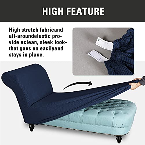 Stretch Armless Lounge Chaise Slipcover, High Stretch Chaise Longue Cover Pet Furniture Cover, Slipcovers For Chaise Lounge Ultra Soft Machine Washable Recliner Sofa Slipcover For Living Room (Navy) #TOP3