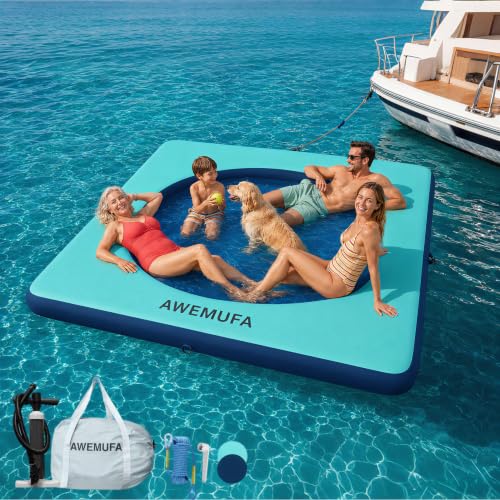 AWEMUFA Inflatable Dock Platform with Mesh Floating Water Hammock Lake Floats Island Raft Tannning Pool Lounger Water Mat for Family Party Pool Beach Ocean product thumbnail 9