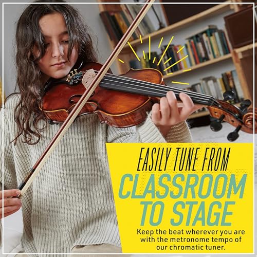 Image of Mendini By Cecilio 4 /4 Violin For Beginners, Black Solid Wood - Flamed Acoustic Violins Set with Case, Tuner, Shoulder Rest, Bow, Rosin, Bridge & Strings