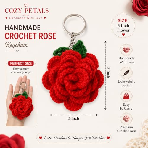 Image of Handmade Crochet Keychain Flower Design
