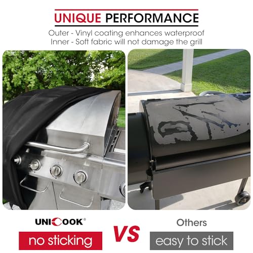 Unicook Pellet Grill Cover Compatible for Traeger Pro 34 Series, Texas, Pit Boss 820, Grilla Silverbac Grills, Unique Waterproof Vinyl with Polyester Lining, Outdoor Full Length Smoker Cover by UNICOOK - Image 3