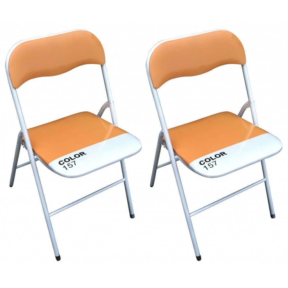 MilaniHome.it - Set di 2 Sedie Slim Pieghevoli Arancio Color 157 con Comoda Imbottitura nella Seduta per Ospiti, Ufficio, Casa, Campeggiodi coloreArancione