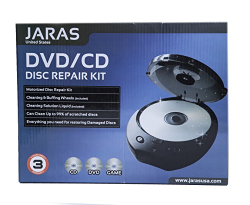 Jaras® JJ-600 Universal DVD/CD/Games Disc Scratches Repair Plus Bundle Kit with Cleaning Spray Included + 4 Extra Buffing Wheels + Cleaning Cloth