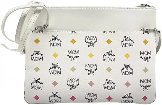 MCM Womens White Rainbow Visetos Coated Canvas Crossbody Bag