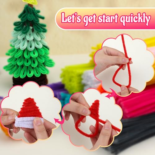 Image of Mnuizu 200Pcs Pipe Cleaners, Chenille Stems Pipe Cleaner Fuzzy Stick Craft