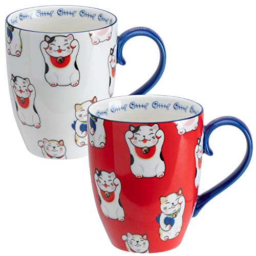 TOKYO design studio Kawaii 2-er Tassen-Set rot und weiß mit blauen...
