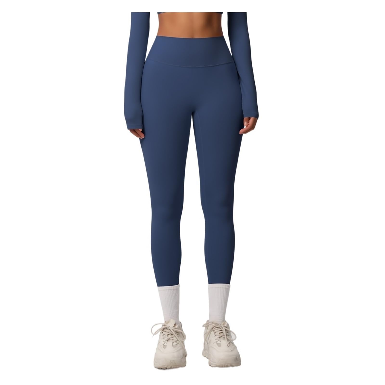 Leggins Vita Alta Donna Leggings sportivi da donna a tinta unita, pantaloni skinny traspiranti, comodi e sportivi for yoga, palestra, allenamento e corsa, abbigliamento sportivo da donna Donna(Blue,XL