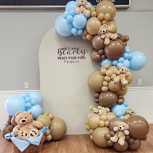 Image of Brown Balloons, 18 /12 /10 /5 In Retro Dark Brown Balloon Garland Arch Kit Different Sizes, Chocolate Coffee Caramel Mocha Helium Latex Balloons for Teddy Bear Birthday Boho Baby Shower Party Decorations