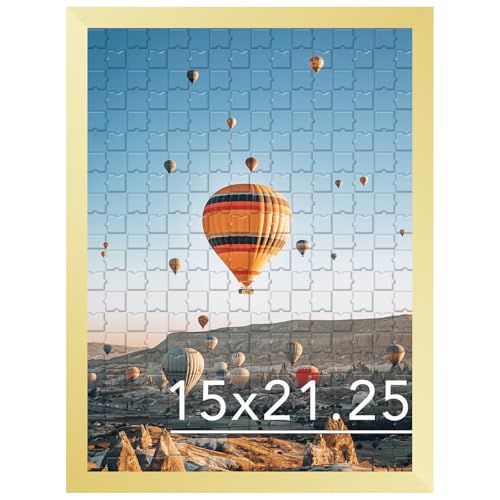 15x21.25 Puzzles Frame Gold, Wall Hanging 15 x 21.25 Picture Frame for 15 by 21.25 Poster Photo Canvas Picture Puzzles with Shatter Resistant Plexiglass, Gold