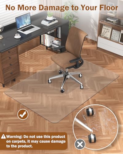 Image of Blvornl 2 Pack Frosted Clear Chair Mat for Hardwood Floor, 32.3 inch*47.2 inch Hard Material Office Chair Mat, Memory Plastic Computer Chair Pad for Rolling Chairs, Desk Floor Rug for Office and Home