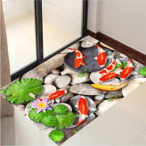 23.6'' X 35.4'' Huge 3D Underwater World Wall Sticker Sea Fish Koi Removable Large Floor Ceiling Decal Art Decoration Decor For Bathroom Bedroom Living Room Playing Room Mural (Jinli) #TOP1