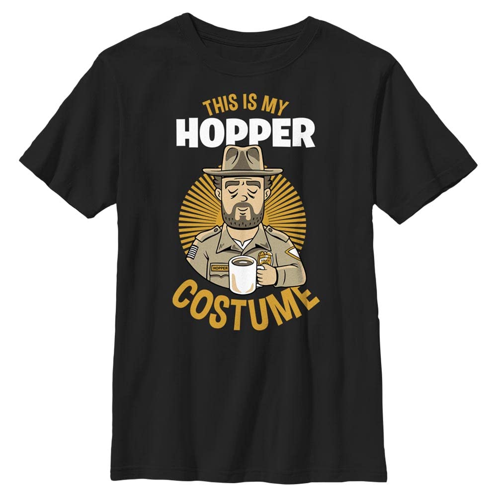 Stranger Things Unisex Children's Hopper Costume Short Sleeve T-Shirt, Black, One Size