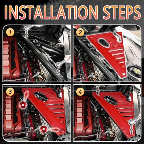 Image of 2PCS Upgrade Gloss Red Engine Bay Side Panel Covers Compatible with for Corvette C8 Stingray Z51 2020-2026 and for C8 Z06 2023+,ABS Plastic Mid Engine Compartment Dust Debris Shield Guards