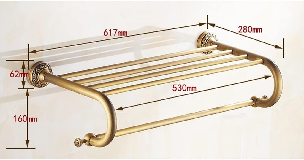 Universal Towel Rack, Bathroom Towel Rack Wall Mounted Towel Rack, All-Copper Antique Bath Towel Rack, Bathroom European Towel Rack, Rack, Carved Hardware