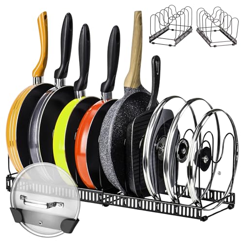 Silvarino - organizador sartenes y ollas cajon - 10 compartimentos y un soporte adhesivo para...