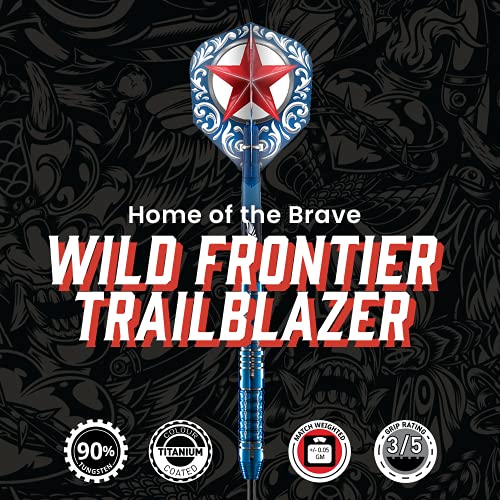 Shot! Darts Wild Frontier Trailblazer-Steel Tip Dart Set-Centre Weighted-90% Tungsten Barrels (24) #TOP1