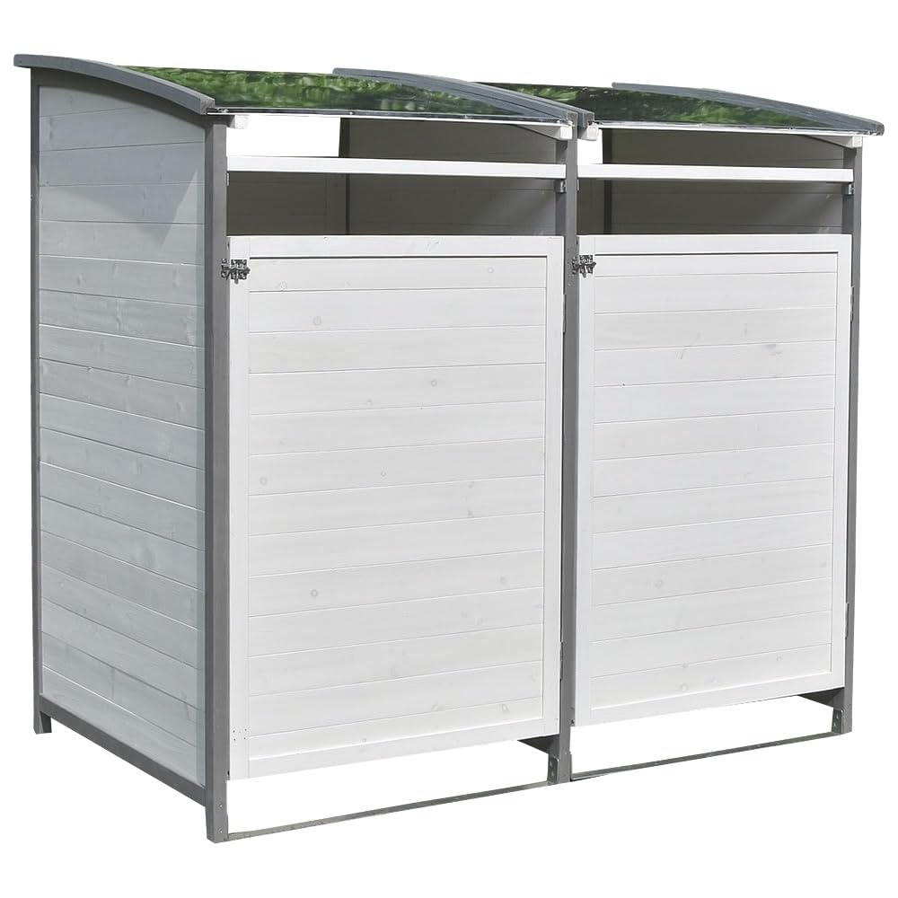 Mucola Mülltonnenbox 240 L aus Holz in Anthrazit/Weiß – stabile Mülltonnenverkleidung mit Rückwand für 1 Tonne – wetterfeste Tonnenbox 140 × 85 × 127 cm für Garten & Einfahrt