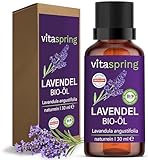 Lavendelöl BIO 100% NATURREIN 30 ml | Ätherische Öle für Diffuser | Duftöl für Aromatherapie & Entspannung | Echter Lavendel in Lebensmittelqualität Lavandula angustifolia von vitaspring®