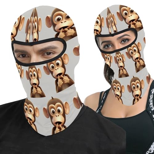 Pasamontañas para hombres y mujeres The Silent Monkey con diseño impreso, térmico para frío, máscara facial para motocicleta, equipo de invierno miniatura 1
