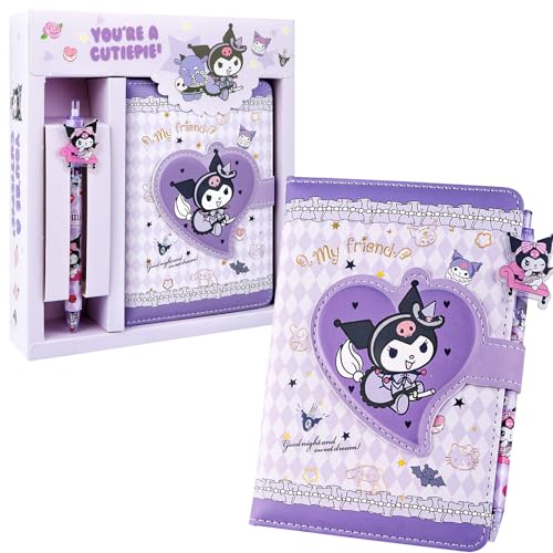 yumcute Notizbuch mit Stift Set Cartoon Tagebuch für Kinder Teenager Mädchen Notizbuch Lila Geschenke für Kinder Mädchen Studenten Tagebuch Mädchen School Supplies