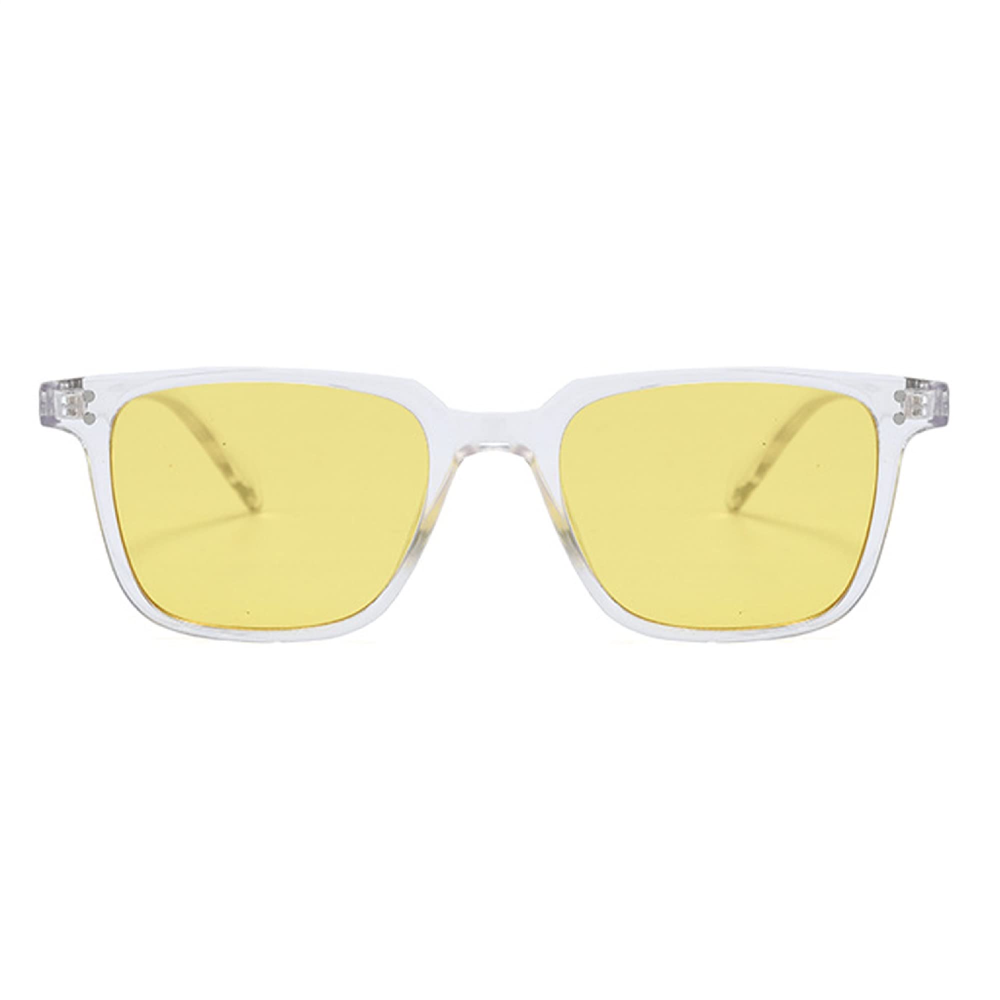 AUGEN Gafas de sol unisex con protección UV400, estilo retro, vintage, cuadradas, abstractas, tamaño mediano (amarillo2, 116), paquete de 1