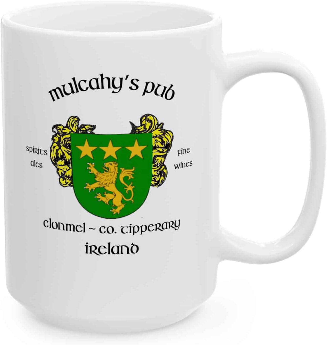 Irish Pub Coffee Mug and Tea Cup from Over 100 Irish Bars featuring Family Crest and Coat of Arms Designs - Set of 4 Mugs (Mulcahy's Pub)