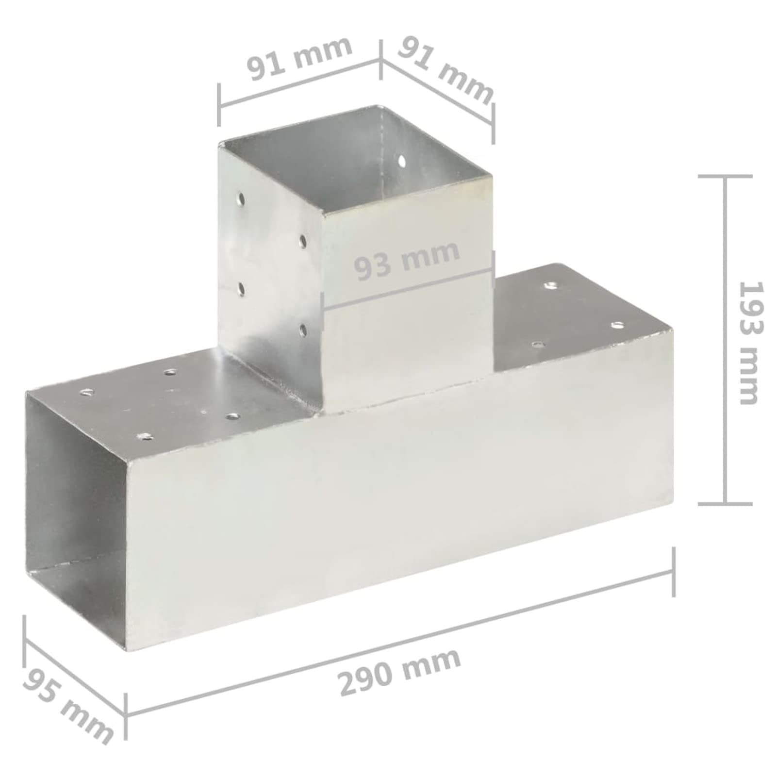 Conectores de Postes en T 4 uds, Anclajes, Postes, Connex, Metal galvanizado 91x91 mm