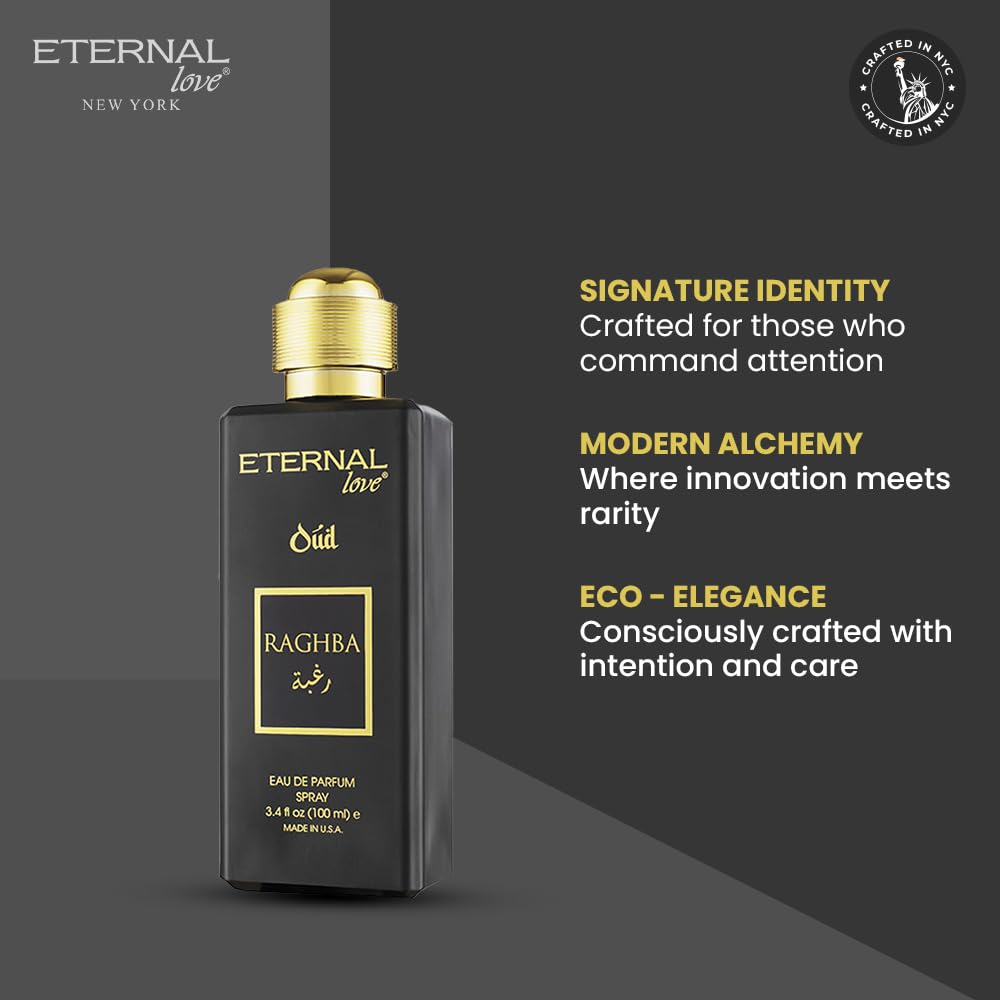 Eternal Love Raghba Oud - Long Lasting Unisex Eau de Parfum - Spicy Floral Oriental Fragrance with Oud & Vanilla - Dubai Inspired Arabic Scent - 3.4oz - Image 5