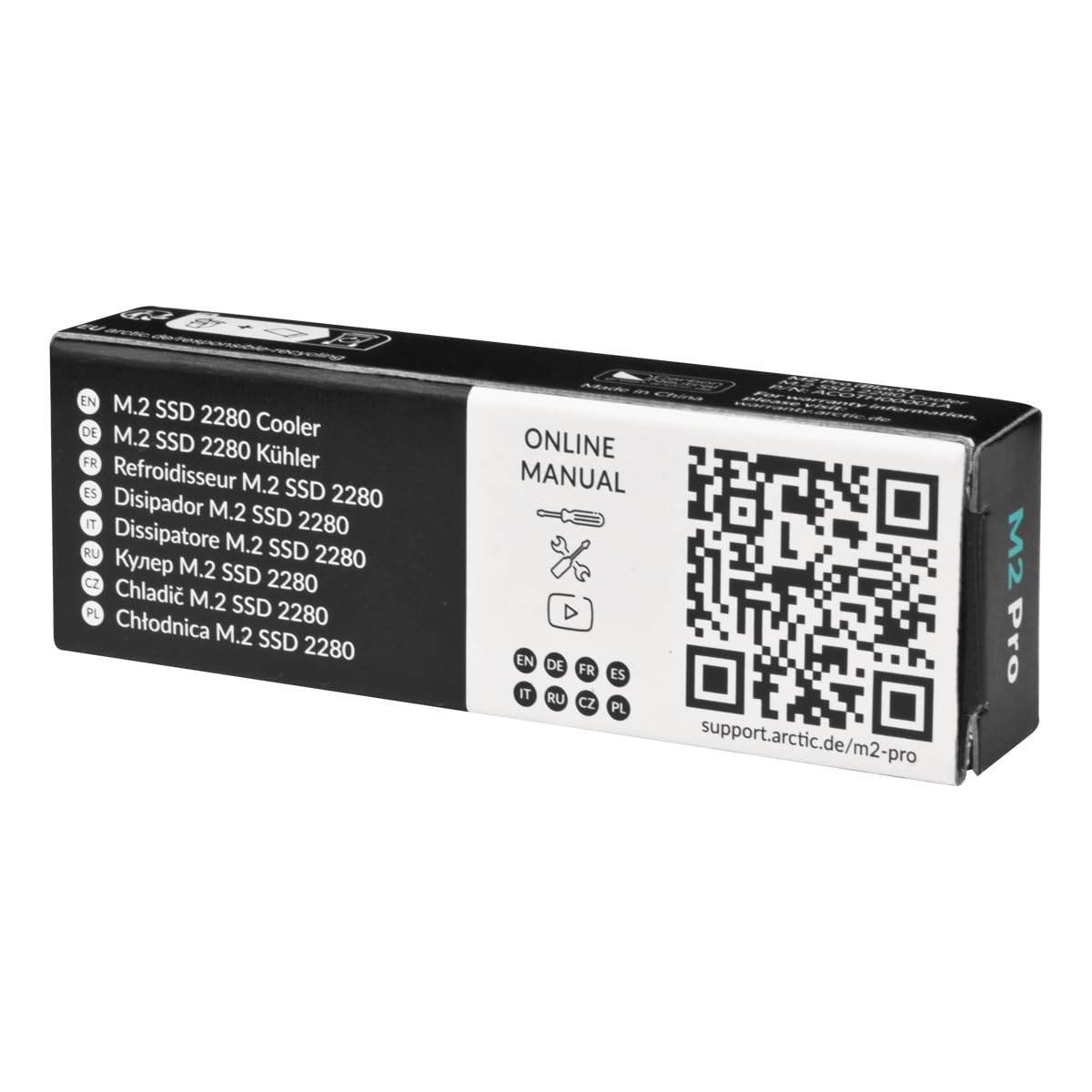 ARCTIC M2 Pro Dissipatore di calore per SSD M.2 2280 con pad termici TP-3 compatibile PC PS5
