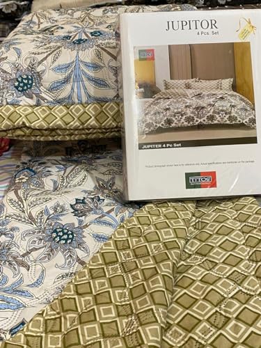 Image of TITOS 100% Pure Cotton 4Pcs Bedding Set, 1 King Size Comforter, 1 King Size Bedsheet, 2 Pillow Covers