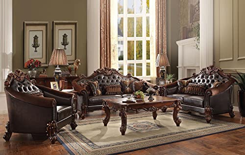 Acme Vendome Ii Sofa W/5 Pillows - - 2-Tone Dark Brown Pu & Cherry #TOP2