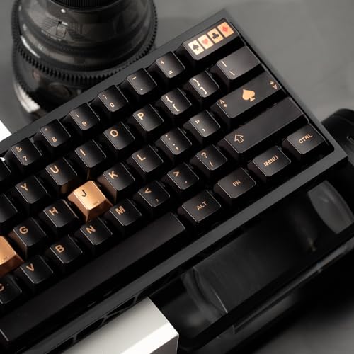 Image of dagaladoo Keyboard keycaps Set, Double Shot PBT keycaps,Cherry Profile Custom Key caps 60 65 75 Percent for Cherry-mx 61 /66 /68 /75 /87 Retro Mechanical Keyboard,Black Poker Metal Coating