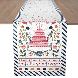 Folkulture Happy Birthday Table Runner 72 Inches Long for Birthday Table Decor, 100% Cotton Table Runners for Birthday Celebrations, Boho Table Runners for Table Birthday Decorations (Happy Birthday) Folkulture Happy Birthday Table Runner 72 Inches Long for Birthday Table Decor 100 Cotton Table Runners for Birthday Celebrations Boho Table Runners for Table Birthday Decorations Happy Birthday