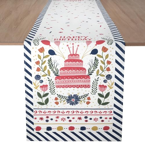 Folkulture-Happy-Birthday-Table-Runner-72-Inches-Long-for-Birthday-Table-Decor-100-Cotton-Table-Runners-for-Birthday-Celebrations-Boho-Table-Runners-for-Table-Birthday-Decorations-Happy-Birthday Folkulture Happy Birthday Table Runner 72 Inches Long for Birthday Table Decor 100 Cotton Table Runners for Birthday Celebrations Boho Table Runners for Table Birthday Decorations Happy Birthday