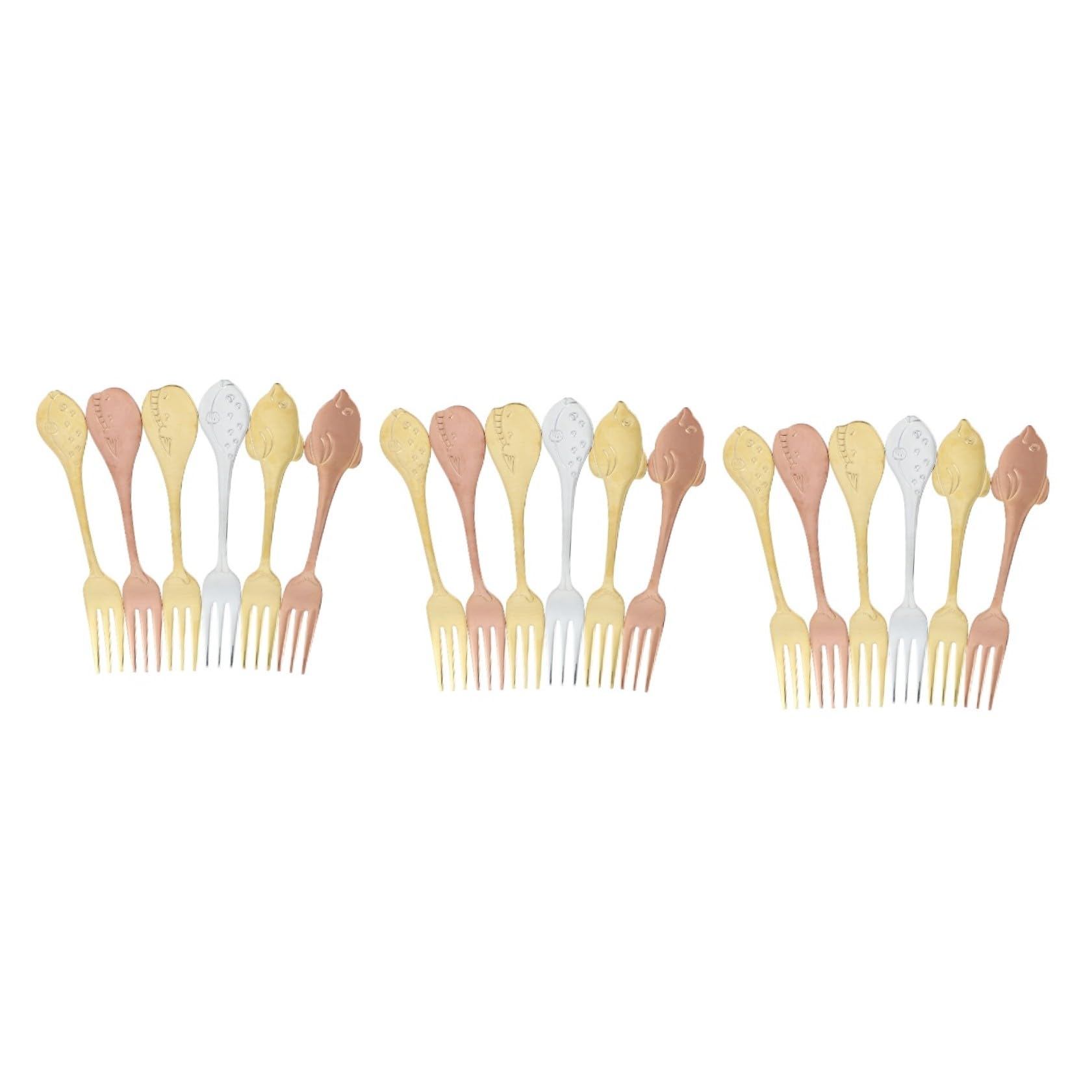 Amosfun 3 Set Di Forchette Da Dessert in Acciaio Inossidabile Per Insalata Frutta E Dessert 6 Pezzi * 3