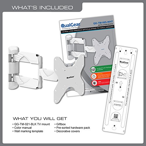 QualGear Qg-TM-005-WHT 23-Inch to 42-Inch Premium Quality Contemporary Style Ultra Low Profile Full Motion Wall Mount Led TVs, White [UL Listed] - Thumbnail 2