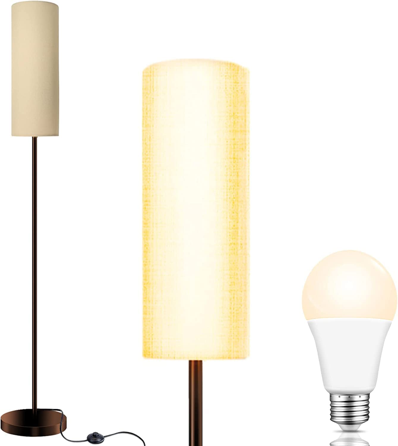 Photo 1 of ***PARTS ONLY*** SONVICTY LIFE Floor Lamp, Modern Design Standing Light with Linen Lamp Shade, Tall Lamp for Living Room/Bedroom/Study Room/Office with E26 Lamp Base (3-Color LED Bulb Included?